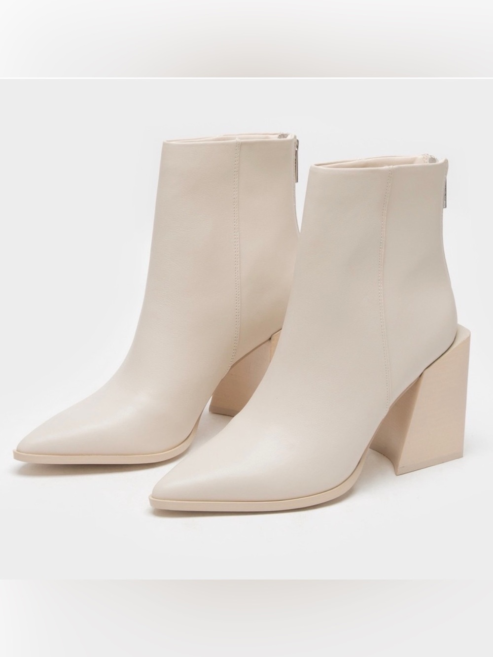 Steve Madden Tish Leather Pointed Toe Ankle Boot Bone Cream Size 7M